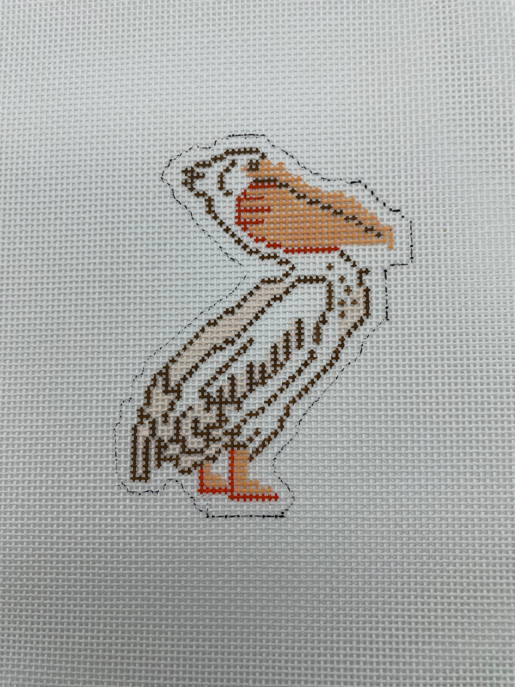 Louisiana Brown Pelican Needlepoint Ornament