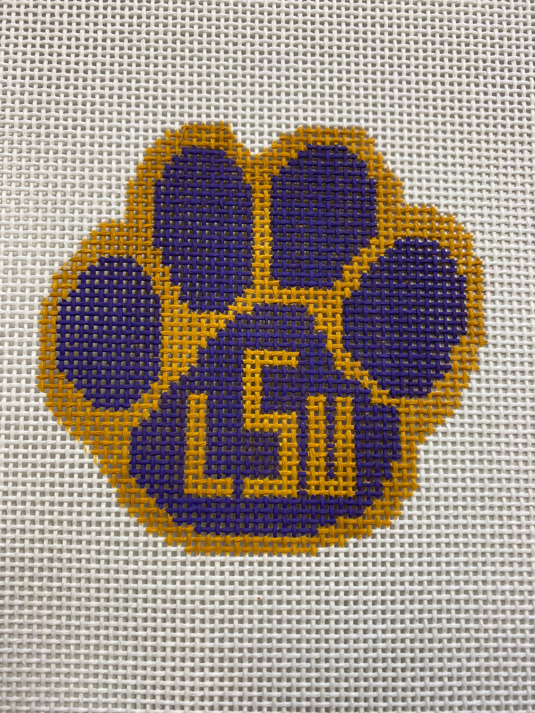 LSU Tiger Paw Needlepoint Ornament