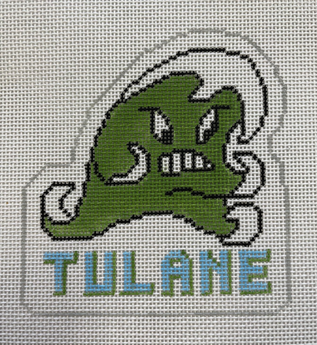 Tulane Green Wave Needlepoint Ornament