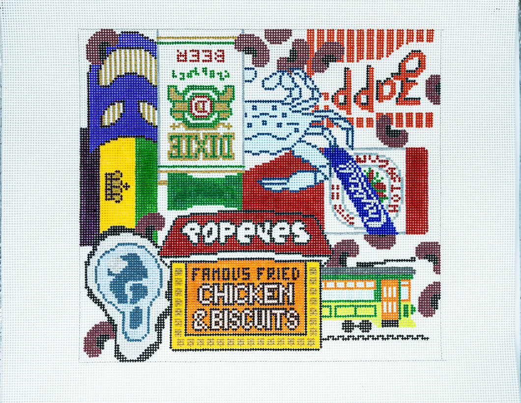 NOLA Collage Needlepoint Canvas