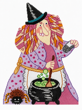Load image into Gallery viewer, Halloween Witch with Spider and Cauldron Double Sided
