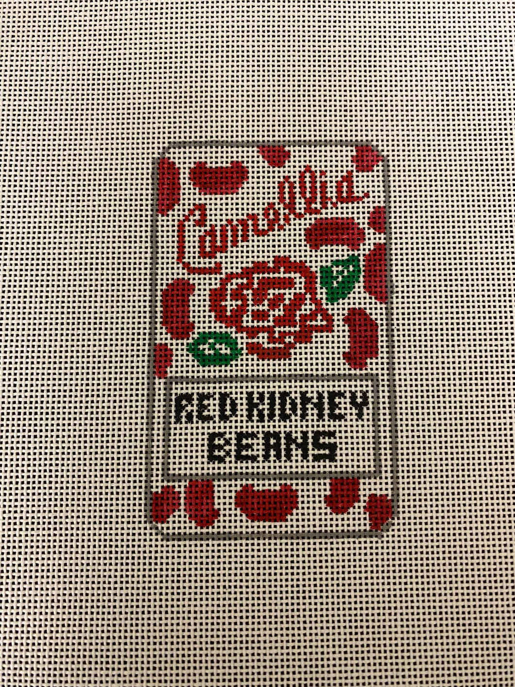 Camellia Red Beans Needlepoint Ornament