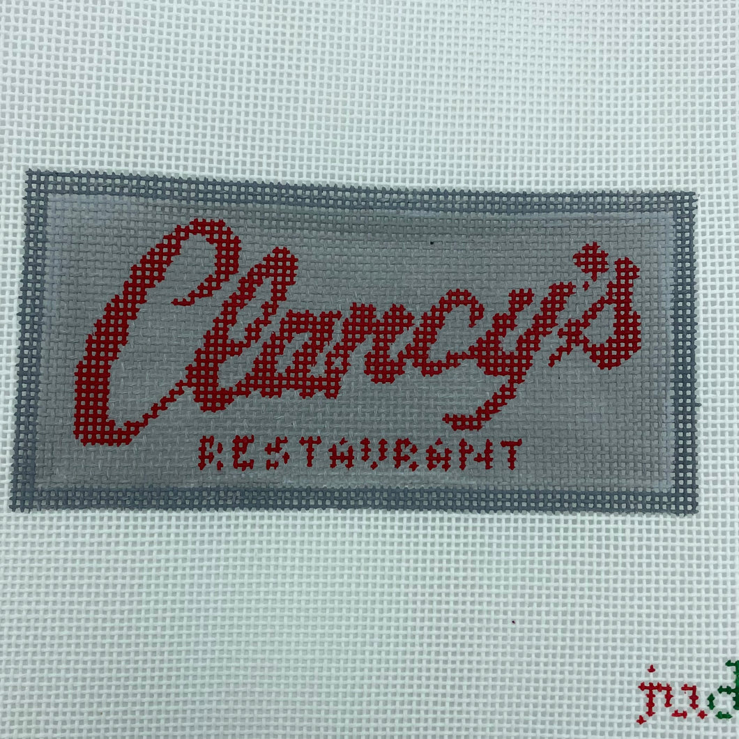 Clancy's Restaurant Needlepoint Ornament