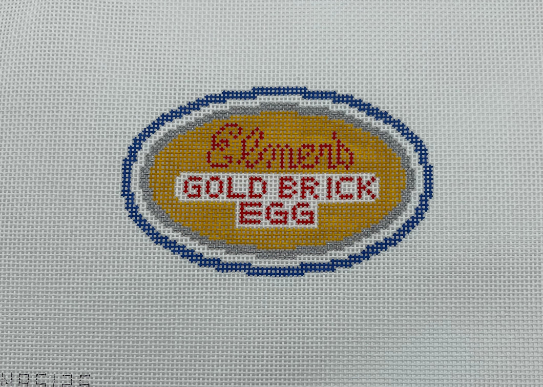 Elmer's Gold Brick Egg Needlepoint Ornament