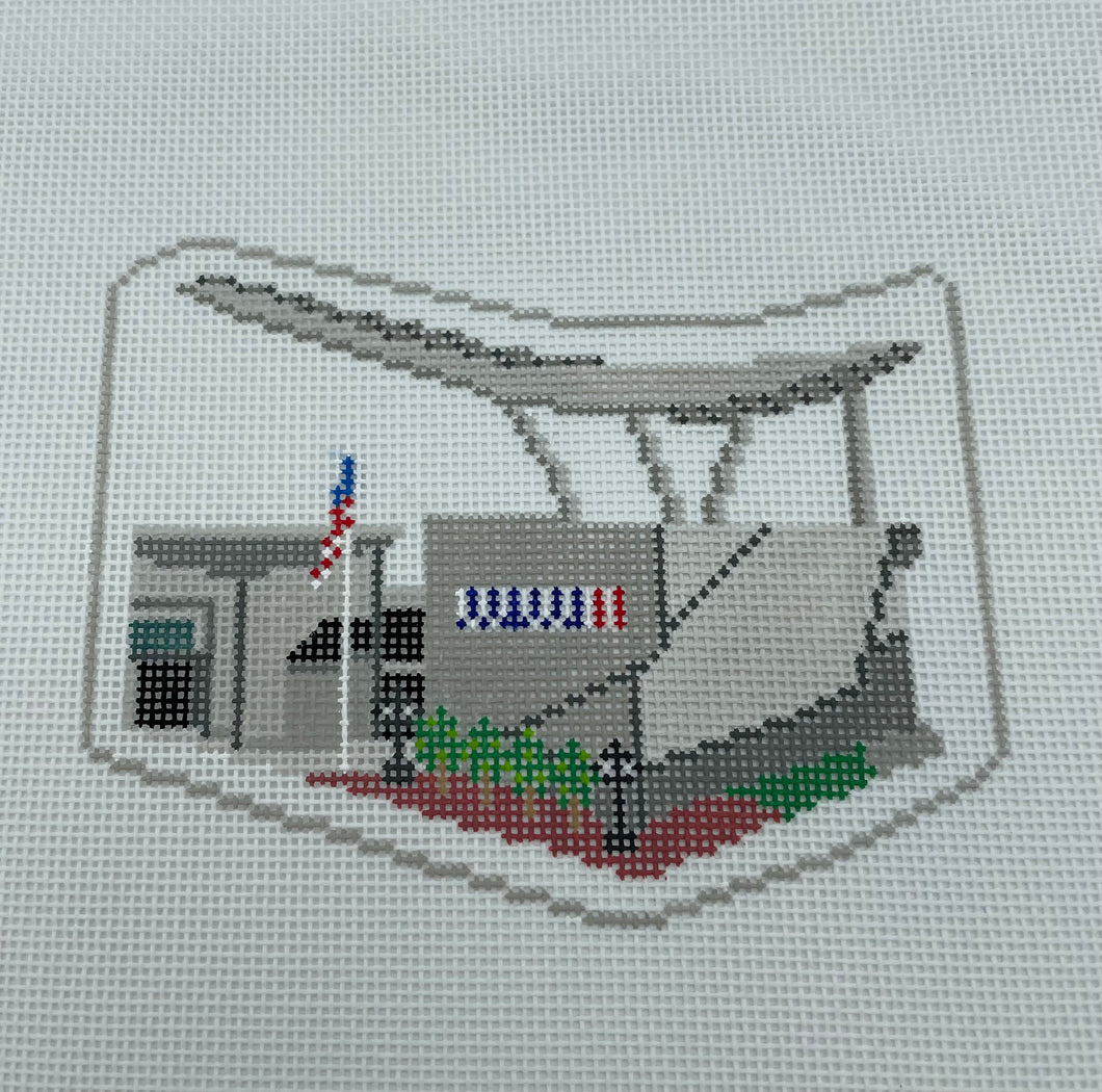 WWII Museum and the Canopy of Peace Needlepoint Ornament
