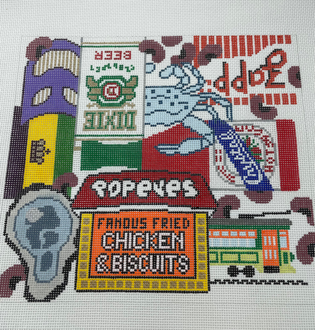 NOLA Collage Needlepoint Canvas