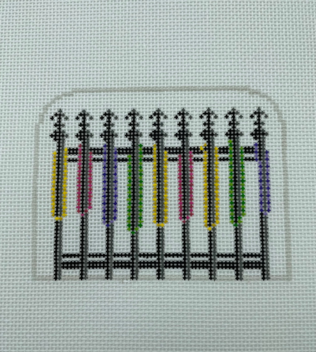 Mardi Gras Wrought Iron Fence Needlepoint Ornament