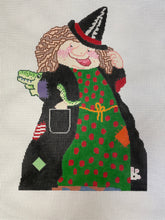 Load image into Gallery viewer, Double-Sided Witch #2 (Robe w/Patches/Alligators) Needlepoint Canvas
