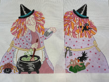 Load image into Gallery viewer, Double-Sided Witch #3 (With Bubbling Cauldron) Needlepoint Canvas

