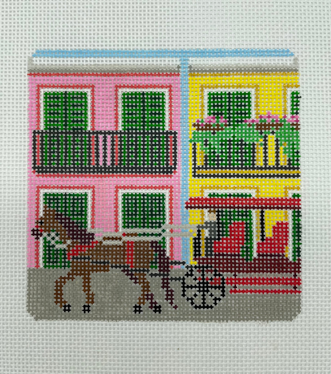 French Quarter Carriage Ride Needlepoint Ornament
