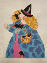 Load image into Gallery viewer, Double-Sided Witch #4 (With Crows and Basket) Needlepoint Canvas
