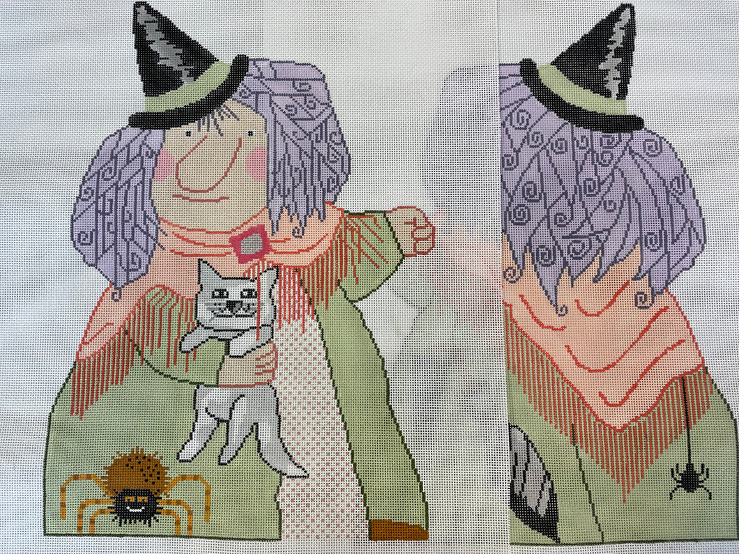 Double-Sided Witch #5 (Wearing Shawl and Holding Cat)