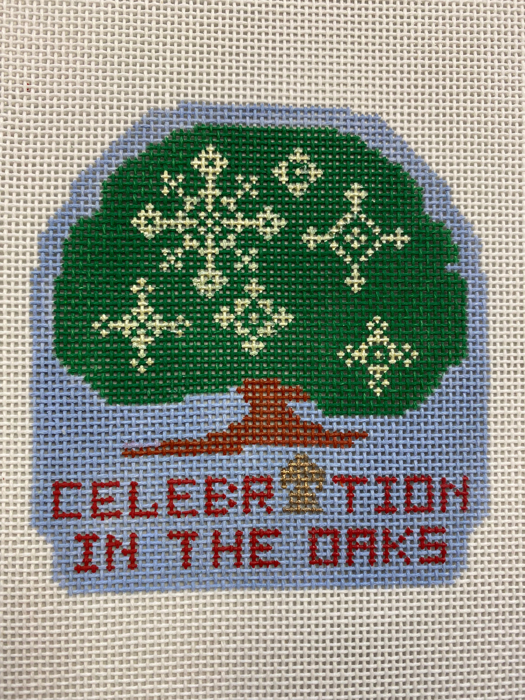 Celebration in the Oaks Needlepoint Ornament