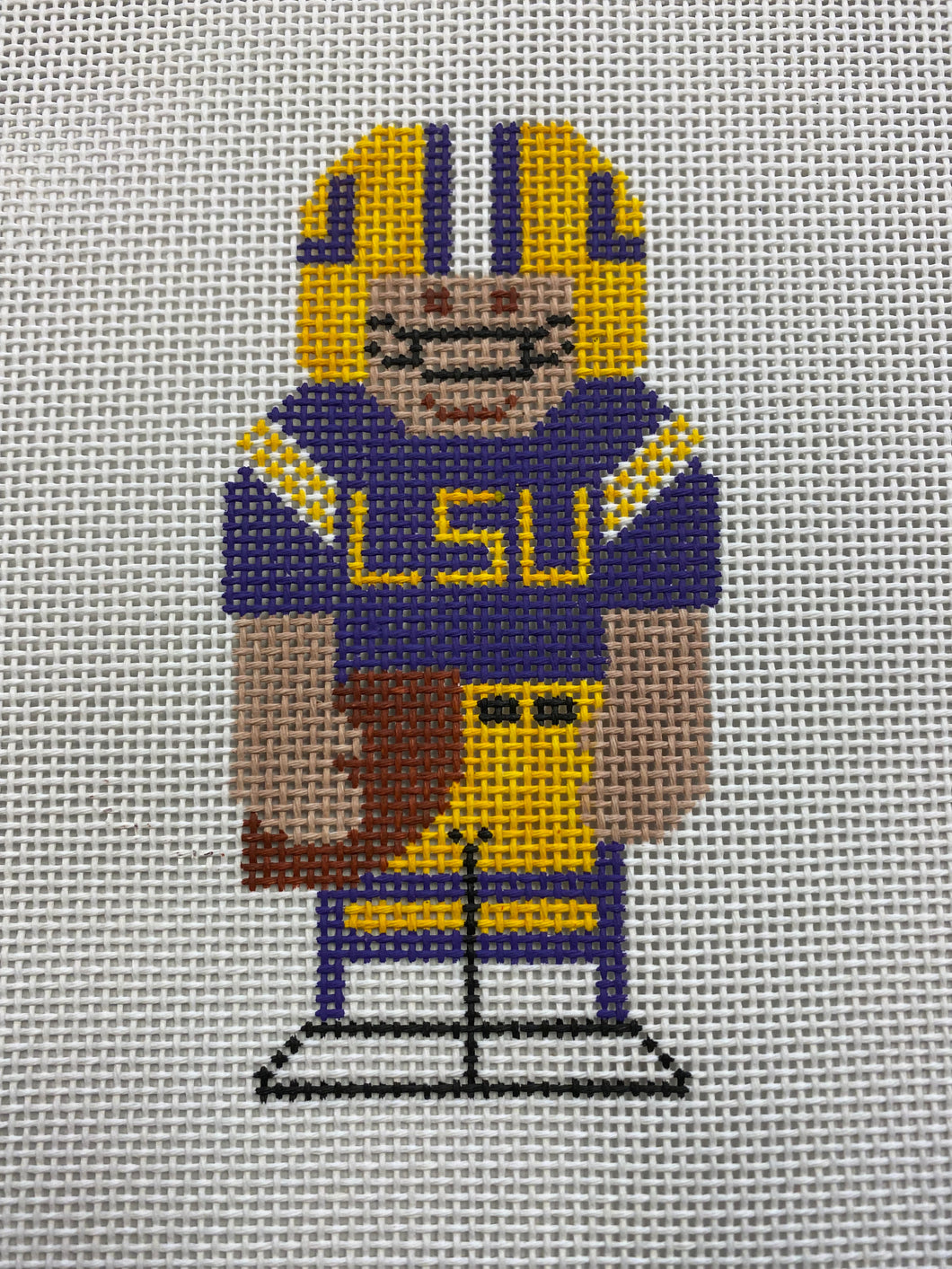 LSU Football Player Needlepoint Ornament