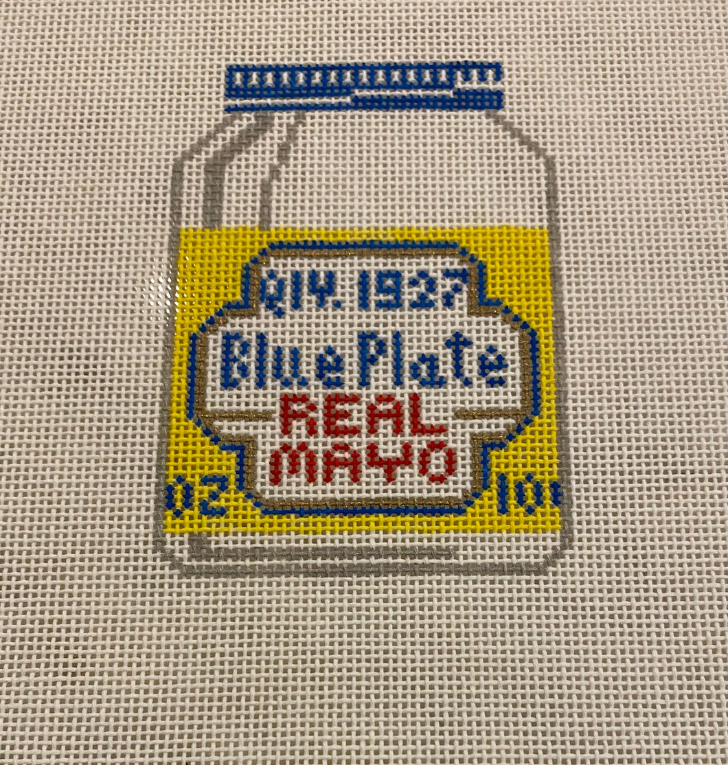 Blue Plate Mayo Needlepoint Ornament