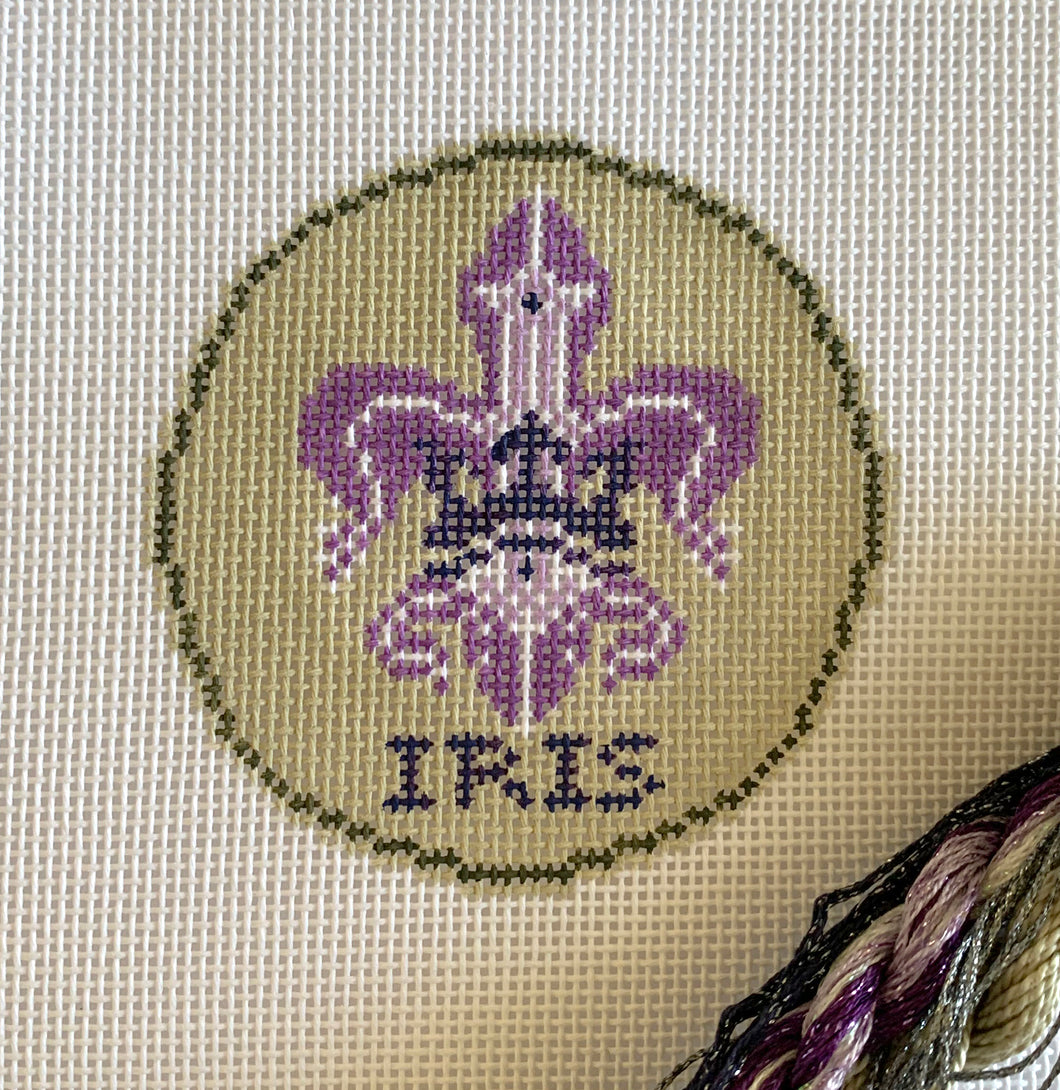 Krewe of Iris Doubloon Needlepoint Ornament