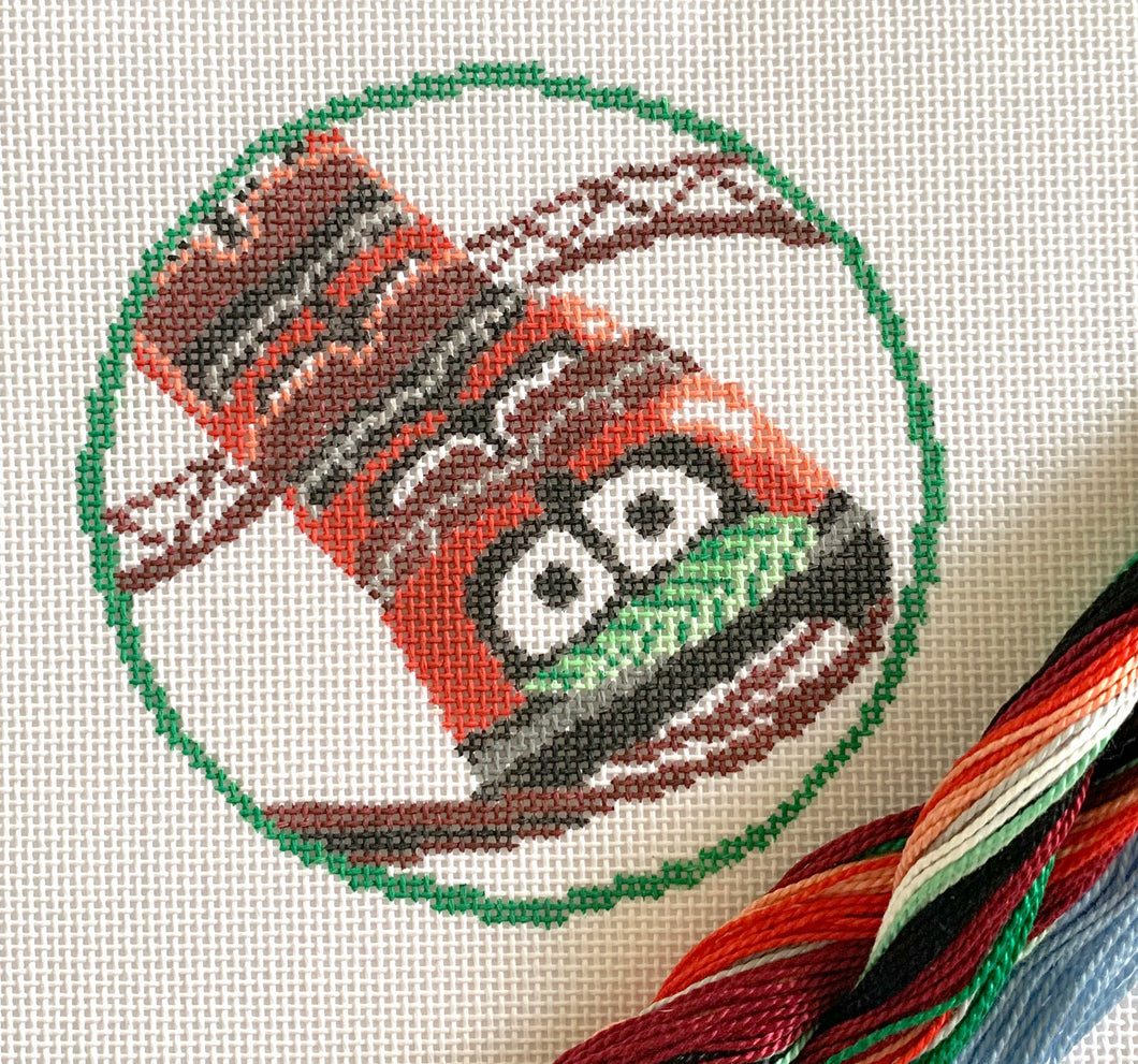 Lady Bug Roller Coaster Needlepoint Ornament